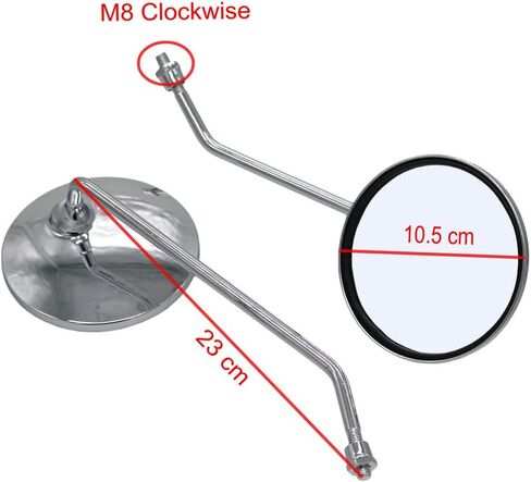 مرآة الرؤية الخلفية للدراجة النارية من الكروم LMoDri ATV سكوتر مرآة جانبية خلفية 8 مم (قضيب طويل) in Kuwait