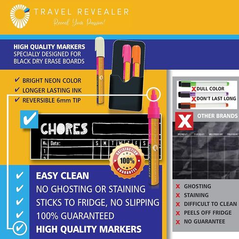 مخطط عمل مغناطيسي للأطفال، متعدد الأطفال والبالغين والعائلة 11 × 14 بوصة بالإضافة إلى 5 أقلام طباشير سائلة - مخطط مكافأة المسح الجاف، مخطط سلوك المسؤولية، سبورة بيضاء (أبيض) in Kuwait