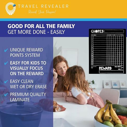 مخطط عمل مغناطيسي للأطفال، متعدد الأطفال والبالغين والعائلة 11 × 14 بوصة بالإضافة إلى 5 أقلام طباشير سائلة - مخطط مكافأة المسح الجاف، مخطط سلوك المسؤولية، سبورة بيضاء (أبيض) in Kuwait