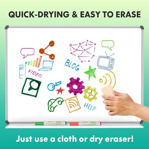 EooUooIP علامات المسح الجاف ذات رأس رصاصة، علامات السبورة البيضاء، المسح الجاف، 12 لونًا متنوعًا علامات السبورة البيضاء منخفضة الرائحة، علامات المسح الجاف الملونة، اللوازم المدرسية والمكتبية in Kuwait