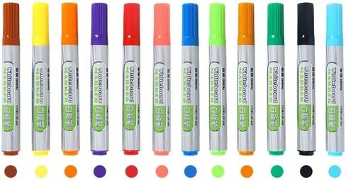 EooUooIP علامات المسح الجاف ذات رأس رصاصة، علامات السبورة البيضاء، المسح الجاف، 12 لونًا متنوعًا علامات السبورة البيضاء منخفضة الرائحة، علامات المسح الجاف الملونة، اللوازم المدرسية والمكتبية in Kuwait