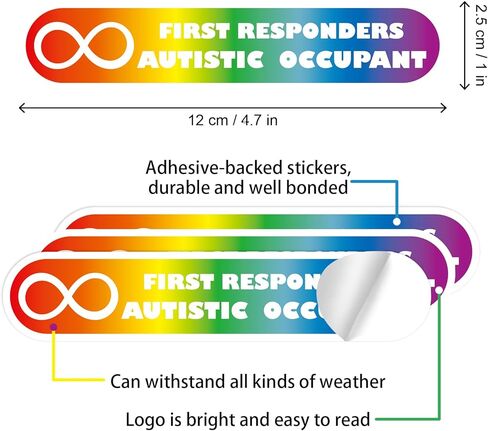 Autistic Occupant Car Stickers, 3 Pcs Autism Awareness Safety Decal for Emergency Responders Special Needs Sign Warning, 5x1 inches Weather Resistant Vinyl Small Bumper Stickers (Black) in Saudi Arabia