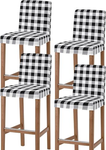 QueenKer Bar Stool Covers with Backs, Stretch Bar Stool Chair Cover Happy Valentine's Day Bufflo Plaid Truck with Flowers Washable Counter Stool High Chair Covers for Pub, Dining Room, Cafe, Set of 2 in Saudi Arabia