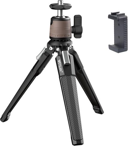 حامل ثلاثي صغير لسطح المكتب DT3، حامل ثلاثي معدني صغير على سطح الطاولة مع رأس كروي صغير بانورامي قابل للفصل 360 درجة وحامل مشبك تثبيت للهاتف لكاميرا iPhone وإضاءة حلقة لجهاز العرض، أقصى حمولة 3 كجم in Kuwait