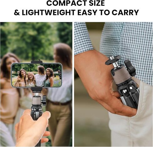 حامل ثلاثي صغير لسطح المكتب DT3، حامل ثلاثي معدني صغير على سطح الطاولة مع رأس كروي صغير بانورامي قابل للفصل 360 درجة وحامل مشبك تثبيت للهاتف لكاميرا iPhone وإضاءة حلقة لجهاز العرض، أقصى حمولة 3 كجم in Kuwait