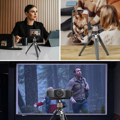 حامل ثلاثي صغير لسطح المكتب DT3، حامل ثلاثي معدني صغير على سطح الطاولة مع رأس كروي صغير بانورامي قابل للفصل 360 درجة وحامل مشبك تثبيت للهاتف لكاميرا iPhone وإضاءة حلقة لجهاز العرض، أقصى حمولة 3 كجم in Kuwait