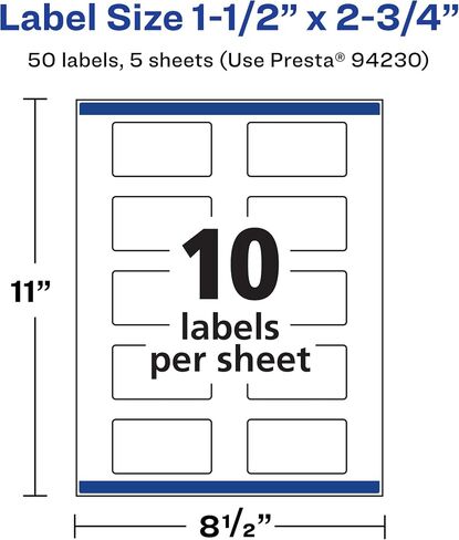 Avery Durable Waterproof Rectangle Labels with Sure Feed, Print to The Edge, 1.5" x 2.75", 1,000 Oil and Tear-Resistant Labels, Laser/Pigment-Based Inkjet Printable Labels (36558) in Saudi Arabia