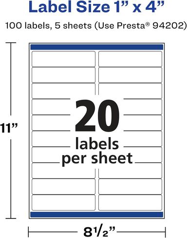 Avery Durable Waterproof Rectangle Labels with Sure Feed, 1" x 4", 100 Oil and Tear-Resistant Labels, Laser/Pigment-Based Inkjet Printable Labels (36549) in Saudi Arabia