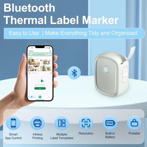 آلة صنع ملصقات بلوتوث NOKLEAD H68: طابعة ملصقات حرارية صغيرة قابلة لإعادة الشحن مع شريط وقوالب متعددة وتحكم ذكي في التطبيقات لتنظيم المكتب والمدرسة والمنزل in Kuwait
