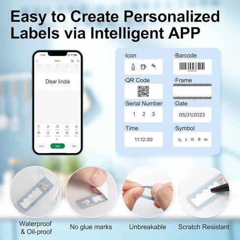 آلة صنع ملصقات بلوتوث NOKLEAD H68: طابعة ملصقات حرارية صغيرة قابلة لإعادة الشحن مع شريط وقوالب متعددة وتحكم ذكي في التطبيقات لتنظيم المكتب والمدرسة والمنزل in Kuwait