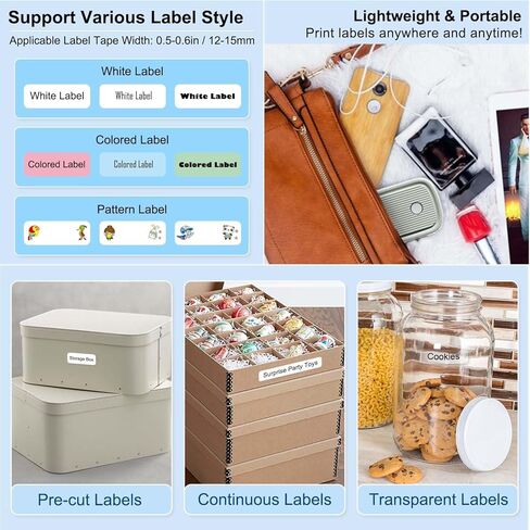 آلة صنع ملصقات بلوتوث NOKLEAD H68: طابعة ملصقات حرارية صغيرة قابلة لإعادة الشحن مع شريط وقوالب متعددة وتحكم ذكي في التطبيقات لتنظيم المكتب والمدرسة والمنزل in Kuwait