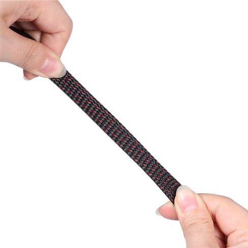 Cable Sleeves - PET Expandable Wire Loom 1/2"-25ft, Braided Wire Hider Mesh, Cord Management Organizer for USB Power Video Cable, Flexible Wrap Cover w/Heat Shrinkable Tubes, Black&Red in Kuwait