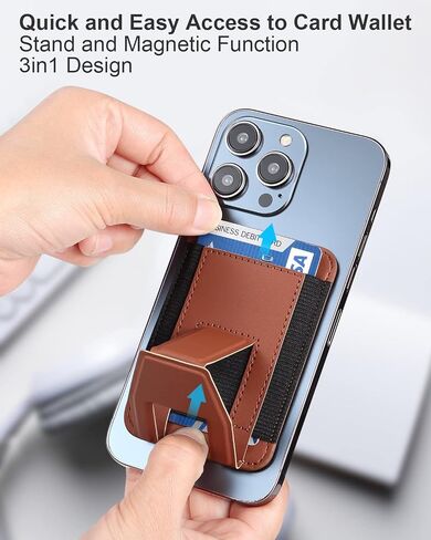 Magnetic Leather Phone Wallet Stand, Credit Card Holder Wallet with MagSafe for iPhone 15/14/13/12 Series Magsafe Wallet, Hold Up to 7 Cards, Black in Saudi Arabia