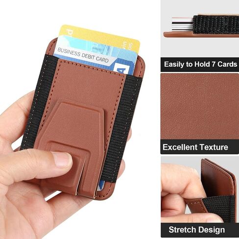 Magnetic Leather Phone Wallet Stand, Credit Card Holder Wallet with MagSafe for iPhone 15/14/13/12 Series Magsafe Wallet, Hold Up to 7 Cards, Black in Saudi Arabia
