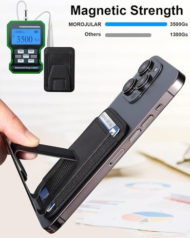 Magnetic Leather Phone Wallet Stand, Credit Card Holder Wallet with MagSafe for iPhone 15/14/13/12 Series Magsafe Wallet, Hold Up to 7 Cards, Black in Saudi Arabia