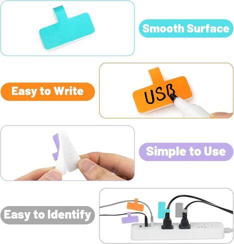 40 عبوة من ملصقات الكابلات للكتابة، منطقة HASA متعددة الألوان (8 ألوان) ملصقات سلكية، ملصقات سلك بخطاف وحلقة، علامات كابل لإدارة الكابلات وسهولة التعرف عليها in Kuwait