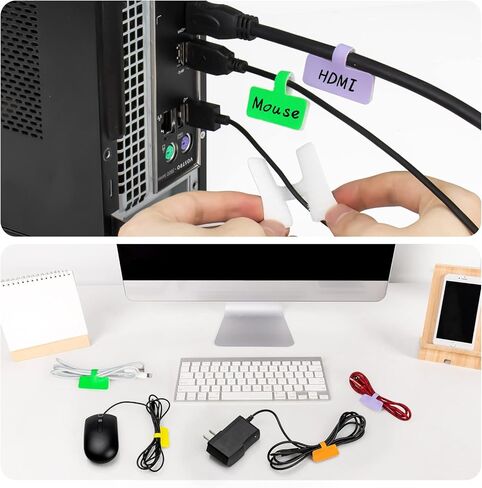 40 عبوة من ملصقات الكابلات للكتابة، منطقة HASA متعددة الألوان (8 ألوان) ملصقات سلكية، ملصقات سلك بخطاف وحلقة، علامات كابل لإدارة الكابلات وسهولة التعرف عليها in Kuwait