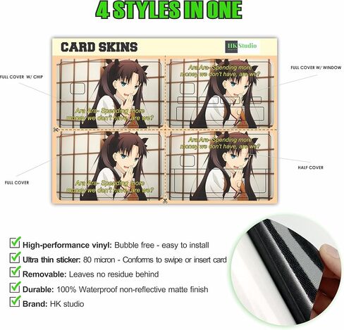 HK Studio Card Skin Sticker Anime for EBT, Transportation, Key, Debit, Credit Card Skin - Covering and Personalizing Bank Card - No Bubble, Slim, Waterproof, Digital-Printed in Saudi Arabia