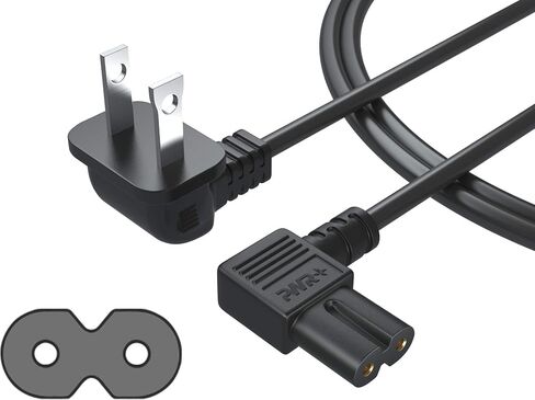 سلك طاقة تلفزيون قصير 3 أقدام من Pwr كابل ذو شوكتين: من أجل Samsung LG TCL Sony Roku Insignia Sharp Toshiba JVC Hisense Electronics TV LED LCD 3903-001117 3903-000853 AC Wall Plug 2-Slot (C7 الشكل 8) الزاوية اليمنى in Saudi Arabia