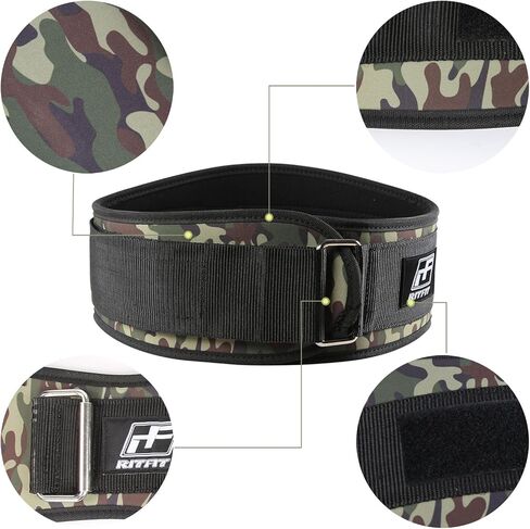 حزام رفع الأثقال RitFit - رائع للقرفصاء والطعنات والرفعة الميتة والدفاعات - للرجال والنساء - أسود 15.24 سم (مموه، M (30-36 بوصة)) in Kuwait