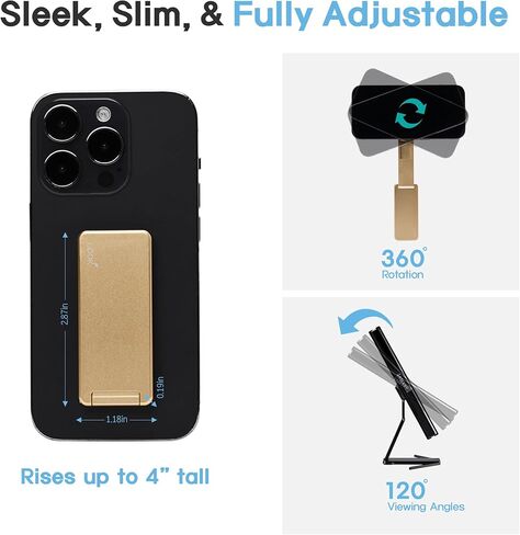 LOOKSHOP Lookstand حامل الهاتف المدمج مسنده قبضة دوران 360 درجة لظهر الهاتف حامل الهاتف المحمول القابل للطي والقابل للتعديل لهاتف iPhone Selfie Stick المغناطيسي للسيارة (Lookstand Compact Pro (ذهبي)) in Saudi Arabia