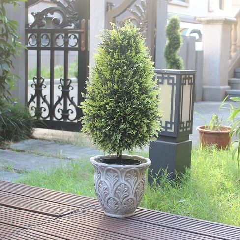 2 Foot Artificial Tower Cypress Tree Boxwood Topiary Tree Artificial Plants for Home Office Outdoor and Indoor Decor, Set of 2 (Green) in Saudi Arabia