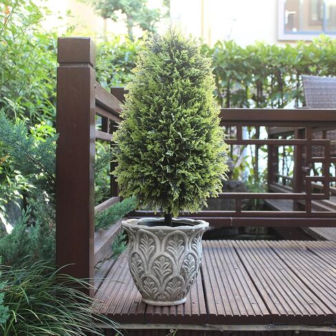 2 Foot Artificial Tower Cypress Tree Boxwood Topiary Tree Artificial Plants for Home Office Outdoor and Indoor Decor, Set of 2 (Green) in Saudi Arabia