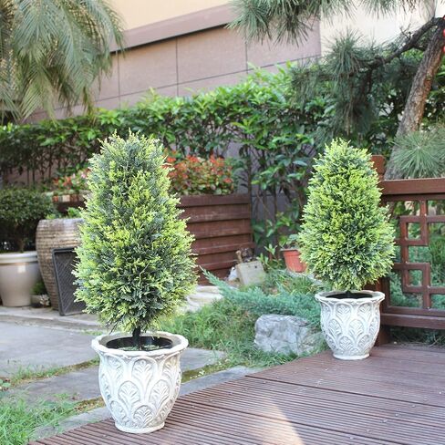2 Foot Artificial Tower Cypress Tree Boxwood Topiary Tree Artificial Plants for Home Office Outdoor and Indoor Decor, Set of 2 (Green) in Saudi Arabia
