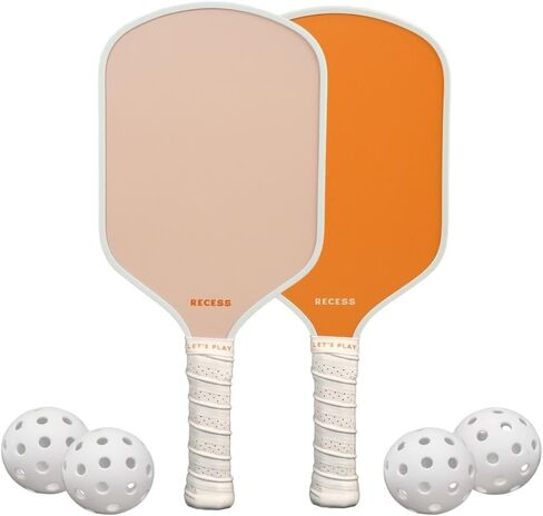 Recess Pickleball Starter Set of Premium Pickleball Paddles and Four (4) Pickle Balls - Lightweight, Honeycomb Core & Comfort Grip Handles - Perfect for Beginners in Saudi Arabia
