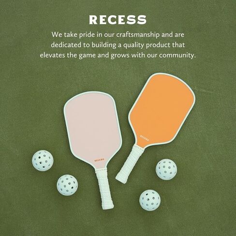 Recess Pickleball Starter Set of Premium Pickleball Paddles and Four (4) Pickle Balls - Lightweight, Honeycomb Core & Comfort Grip Handles - Perfect for Beginners in Saudi Arabia
