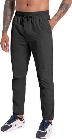 Mens Athletic Workout Pants, Lightweight Outdoor Waterproof Golf Hiking Pants, Quick Dry Gym Jogging Sweatpants for Men in Saudi Arabia