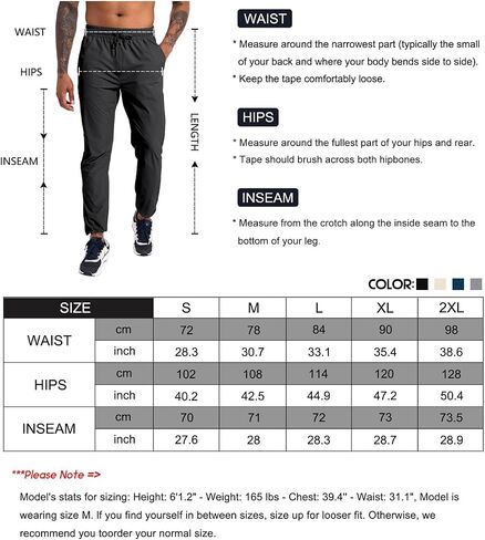Mens Athletic Workout Pants, Lightweight Outdoor Waterproof Golf Hiking Pants, Quick Dry Gym Jogging Sweatpants for Men in Saudi Arabia