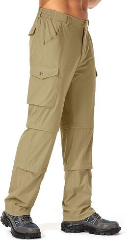 Mens Hiking Pants Convertible Quick-Dry-Stretch-Lightweight Zip-Off Outdoor Waterproof Safari Scouts Fishing Pants with deep Pockets,6077,Khaki,36 in Saudi Arabia
