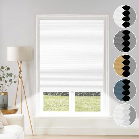 Blackout Shades Cordless Blinds Cellular Fabric Blinds Honeycomb Door Window Shades, 27W x 64H inch,Beige in Kuwait