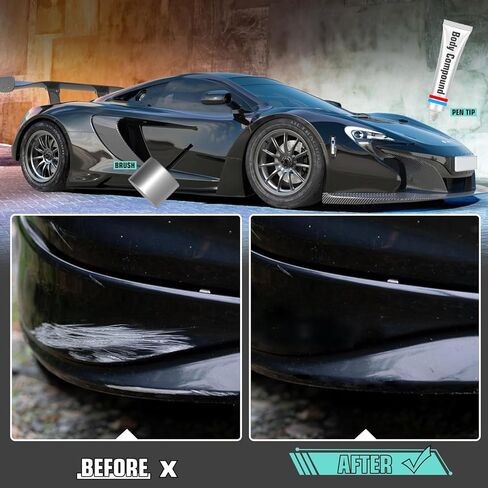 طلاء لمس للسيارات، طلاء أسود للسيارة، طقم طلاء أسود 3 في واحد، مزيل خدوش السيارة للخدوش العميقة، طلاء جديد سريع وسهل لإصلاح الحواف الصغيرة، العجلة، طقم طلاء السيارة (0.4) فلوريدا أوقية) in Kuwait