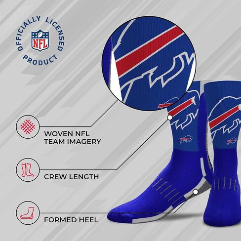 جوارب FBF NFL للشباب على شكل حرف V - يمكن غسلها في الغسالة - مزيج من البوليستر اللدن - ملاءمة مثالية ومتانة للرياضيين الشباب النشطين (فواتير الجاموس - أزرق) in Kuwait