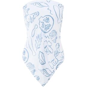 Almere Womens Printed Adjustable Tie Style Bandana Top for Girls Summer Vacation Strapless Going Out Beach Shirt