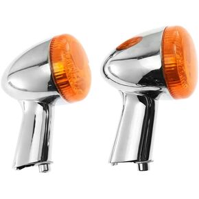 LED Motorcycle Rear Bullet Turn Signal Light, DRL Motorbikes Taillight Brake Lamp, Compatible with Harley-Davidson XL883 Sportster, XL1200 Sportster 1992-2024, Silver Housing Amber Lens