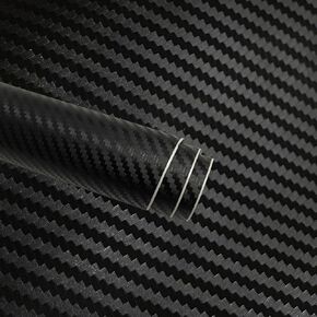 Black Carbon Fiber Vinyl Wrap 10 ft x 1 ft, Self-Adhesive Film, Vinyl Wrap with No Air Bubbles, Air Release Technology, Great for Automotive DIY Exterior and Interior Protection