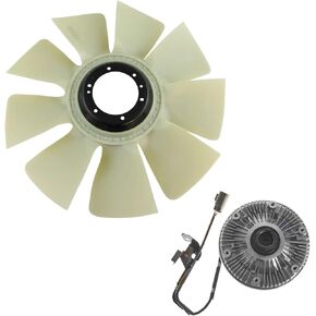 TRQ Radiator Fan Clutch & Fan Blade Kit مجموعة متوافقة مع Dodge Ram Cummins Turbo Diesel
