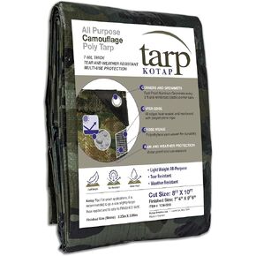 Kotap TCM-0810 Camouflage All Purpose 7-mil Poly Tarp, 8 x 10 ft, Green/Black