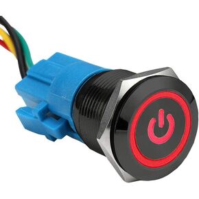 esupport أسود 19 مم 12 فولت 5A رمز الطاقة الملاك العين هالو السيارة الأرجواني LED LED الضغط المعدني زر التبديل التبديل سلك سلك سلك مقاومة للماء