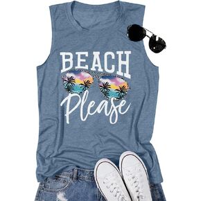 Beach Tanks for Women Beach Please Graphic Tank Top Funny Summer Sleeveless Hawaiian Vacation Vest Shirts in Saudi Arabia