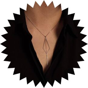 Vintage Long Bar Drop Y Necklace Bar Pendant Necklace Silver Square Necklace Bar Y Lariat Necklace Jewelry for Women
