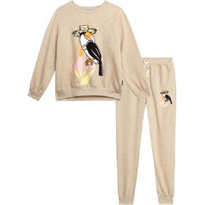 مجموعة Sweatsuit 'Girls Volcom - 2 قطعة فرنسية Terry Pullover Crewneck Sweatshirt و Gogger Sweatpants for Girls (7-12)