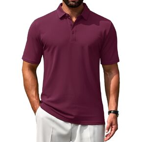 Cotrasen Men's Polo Shirts Short Sleeve Soft Cotton Pique T-Shirts 3 Buttons Classic Fit Casual Performance Golf Shirts