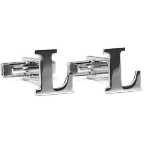 Sterling Silver A-Z Initial Cufflinks for Men, 25 Alphabet Initial Letter Wedding Cuff Links, Custom Name Cuff Link Gift, Men's Monogram Cufflinks for Wedding Business Groomsmen