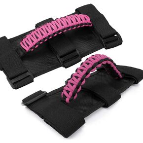 cartaoo Grab Handles for Jeep Wrangler Accessories, Premium Paracord Grips Handles for Roll Bar Straps Handles Fit Gladiator CJ YJ TJ JK JL UTV(Pink)