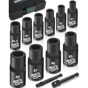 12pcs Magnetic Tap Socket Set, 1/4", 3/8" Square Drive Tap Handle Tool