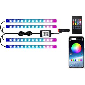 LED Interior Car Lights, Supports APP Control and Remote Control, RGB LED car Light Strip Suitable, Can be Installed Under The Dashboard or in Footwells, 12V Power Supply (USB)